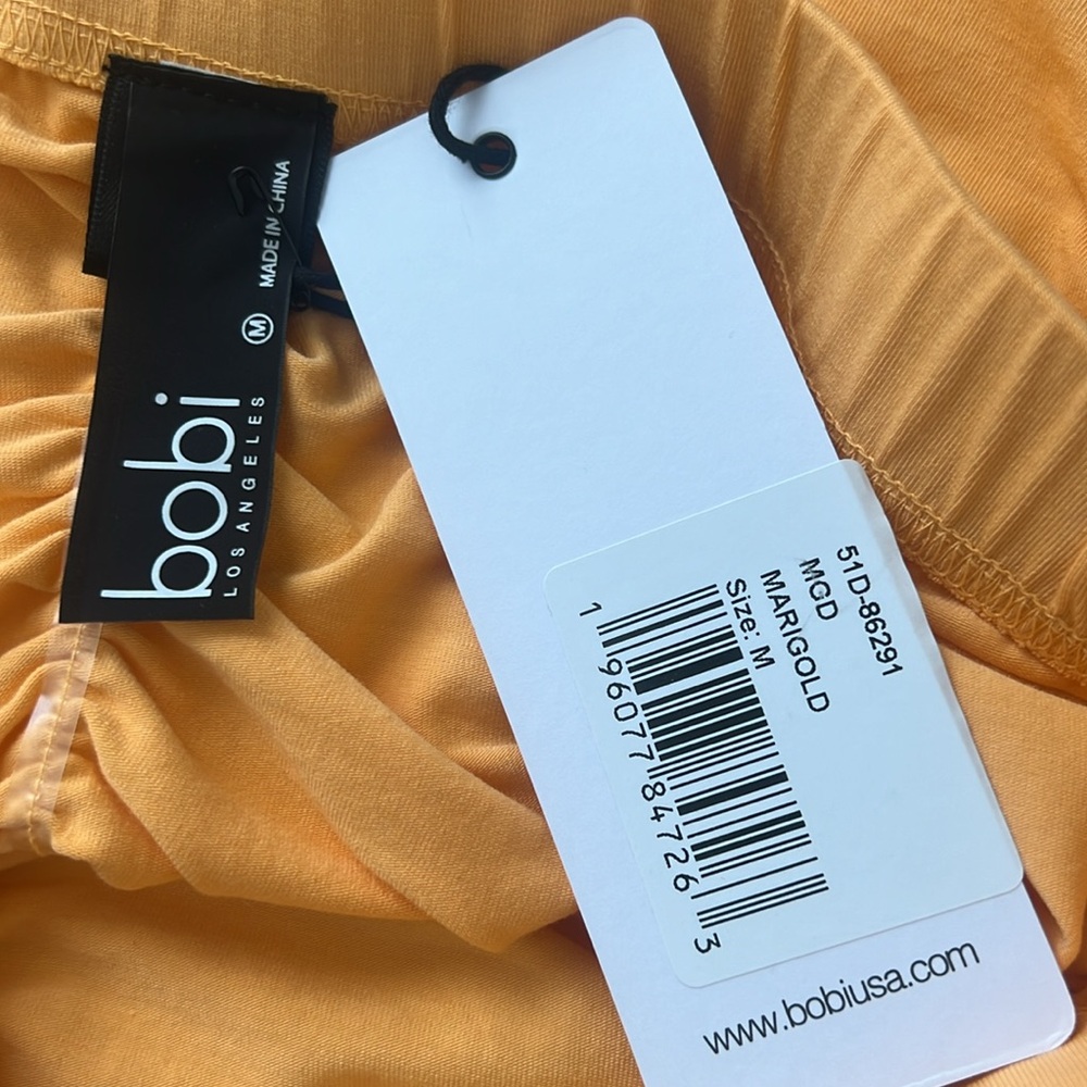SOLD NWT Bobi Marigold Shirred Mini Skirt Size Medium - Picture 5 of 10